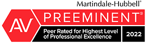 Martindale-Hubbell | AV | Preeminent | Peer Rated For Highest Level Of Professional Excellence | 2022